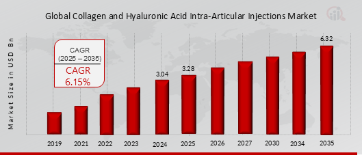 COLLAGEN AND HYALURONIC ACID INTRA-ARTICULAR INJECTIONS MARKET VALUE (2019-2035)