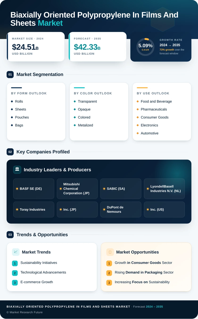 Biaxially Oriented Polypropylene In Films And Sheets Market Research Report - Global Forecast to 2035 Infographic