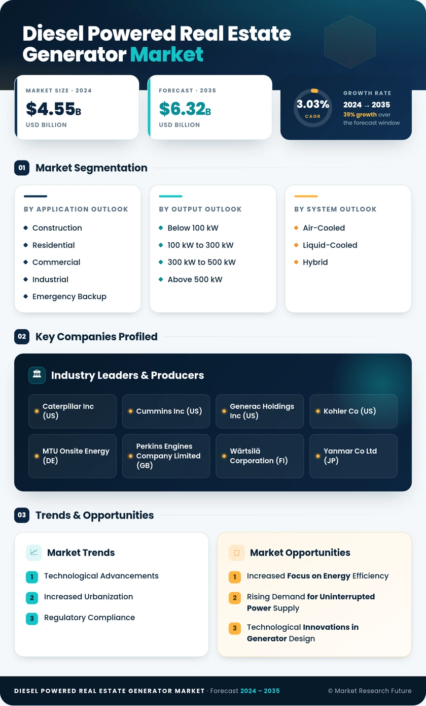 Diesel Powered Real Estate Generator Market Research Report — Global Forecast till 2035 Infographic