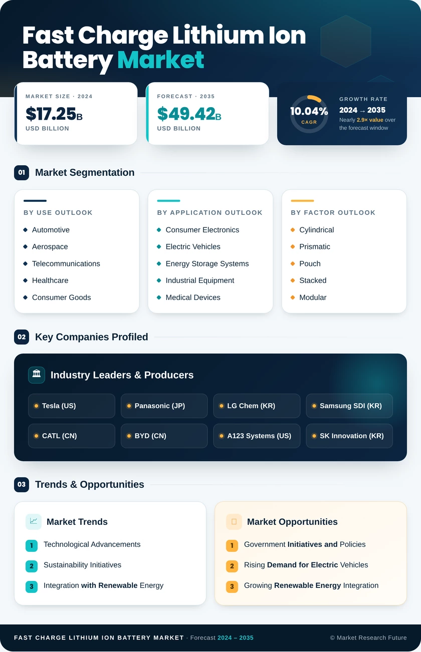 Fast Charge Lithium Ion Battery Market Research Report — Global Forecast till 2035 Infographic