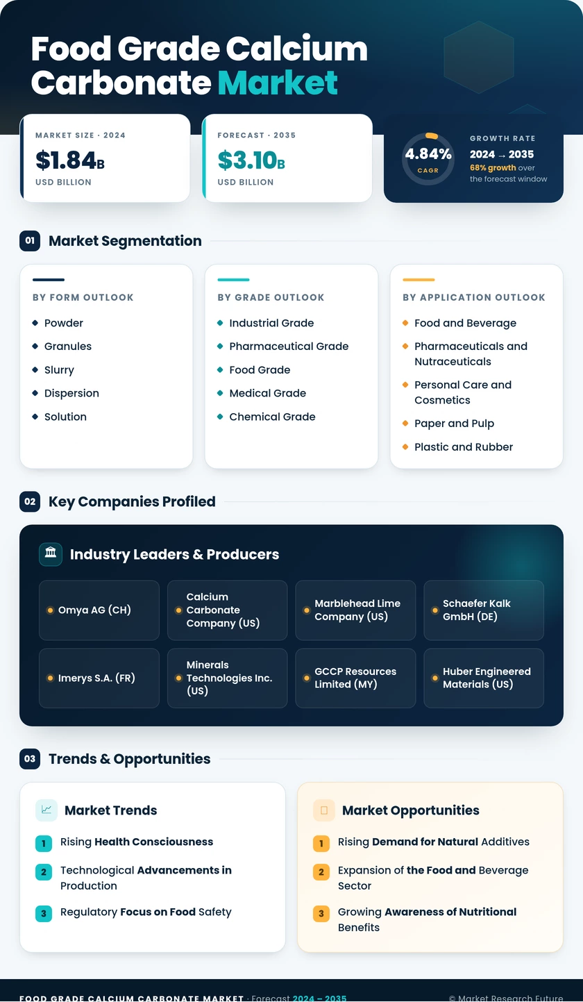 Food Grade Calcium Carbonate Market Research Report Forecast Till 2035 Infographic