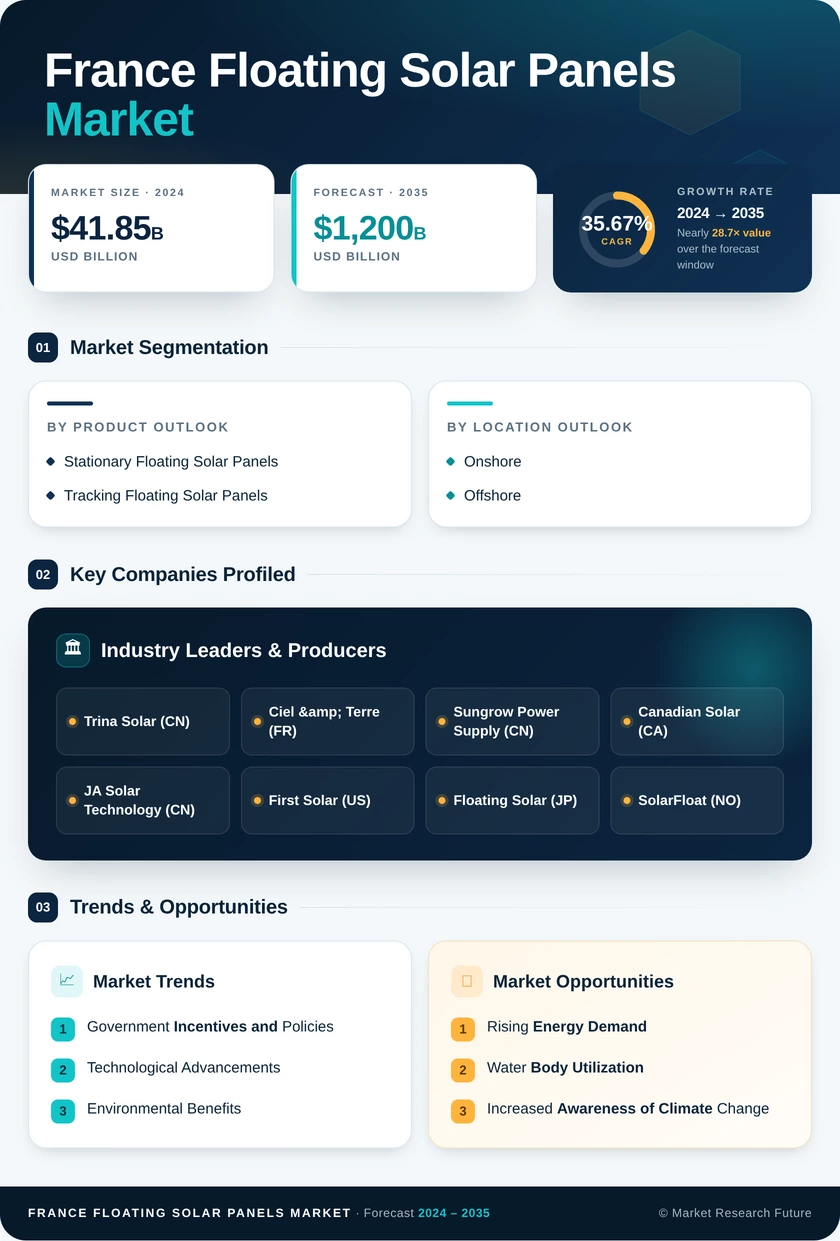 France Floating Solar Panels Market Research Report-Forecast to 2035 Infographic
