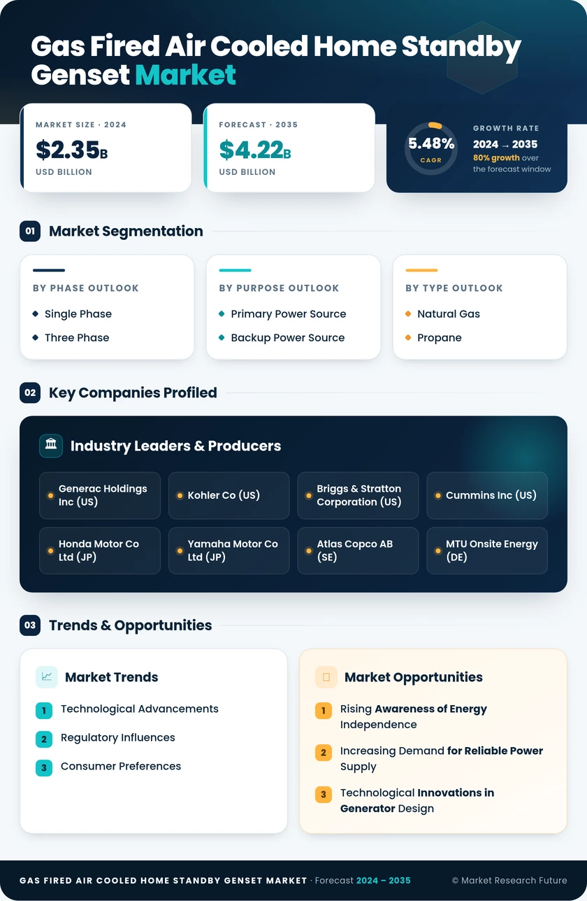 Gas Fired Air Cooled Home Standby Genset Market Infographic