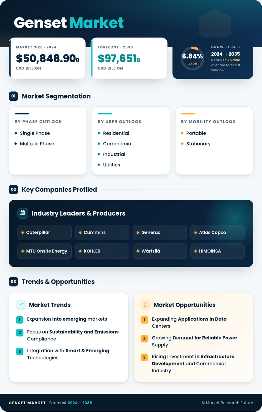 Genset Market Research Report - Global Forecast to 2035 Infographic