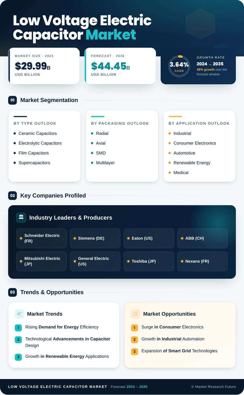 Low Voltage Electric Capacitor  Market Research Report - Global Forecast by 2035 Infographic