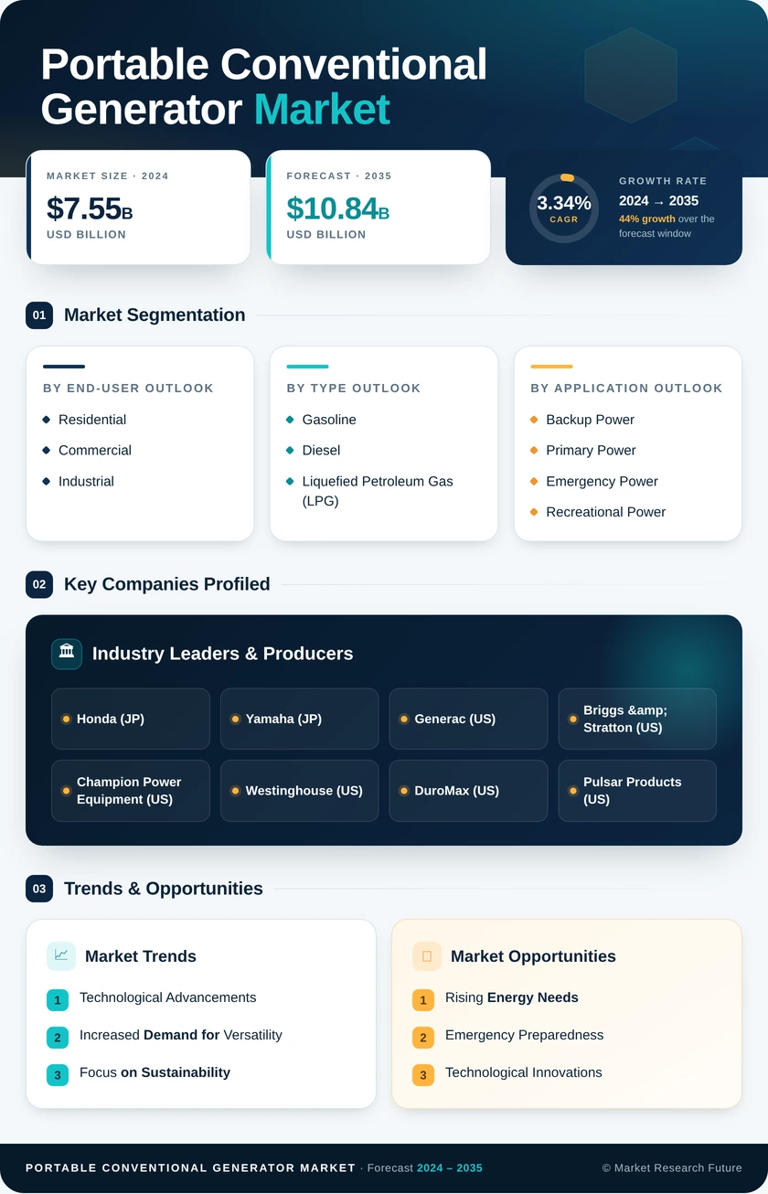 Portable Conventional Generator Market Research Report — Global Forecast till 2035 Infographic