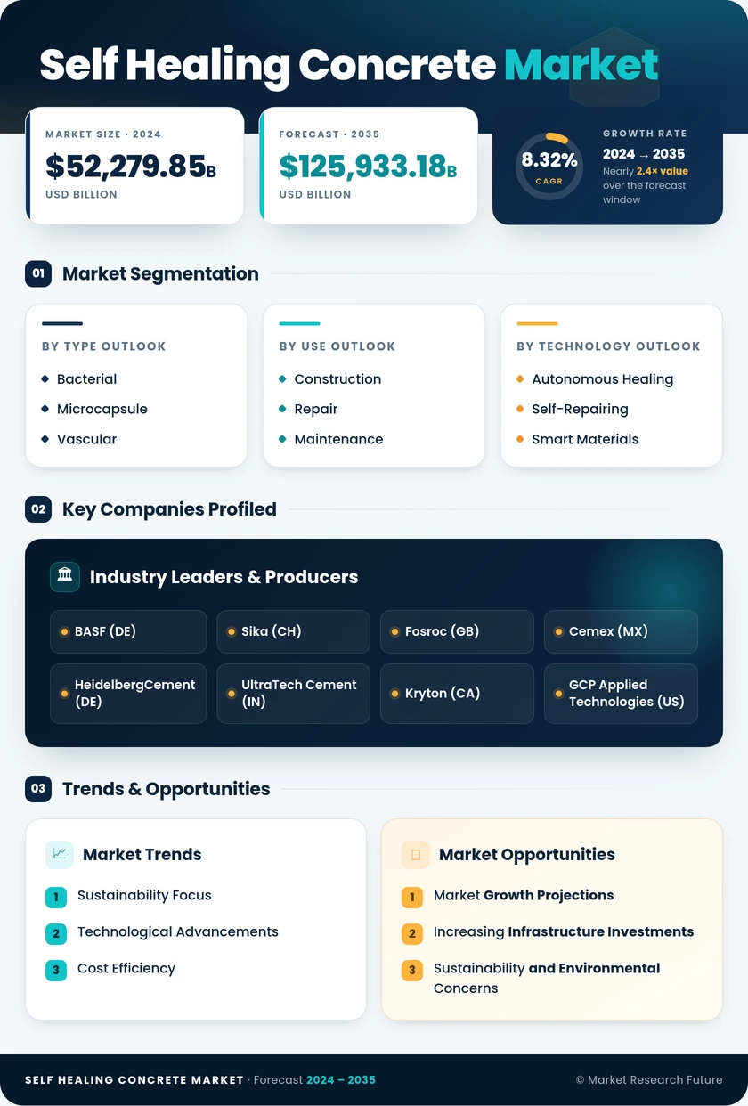 Self-Healing Concrete Market Research Report - Global Forecast To 2035 Infographic