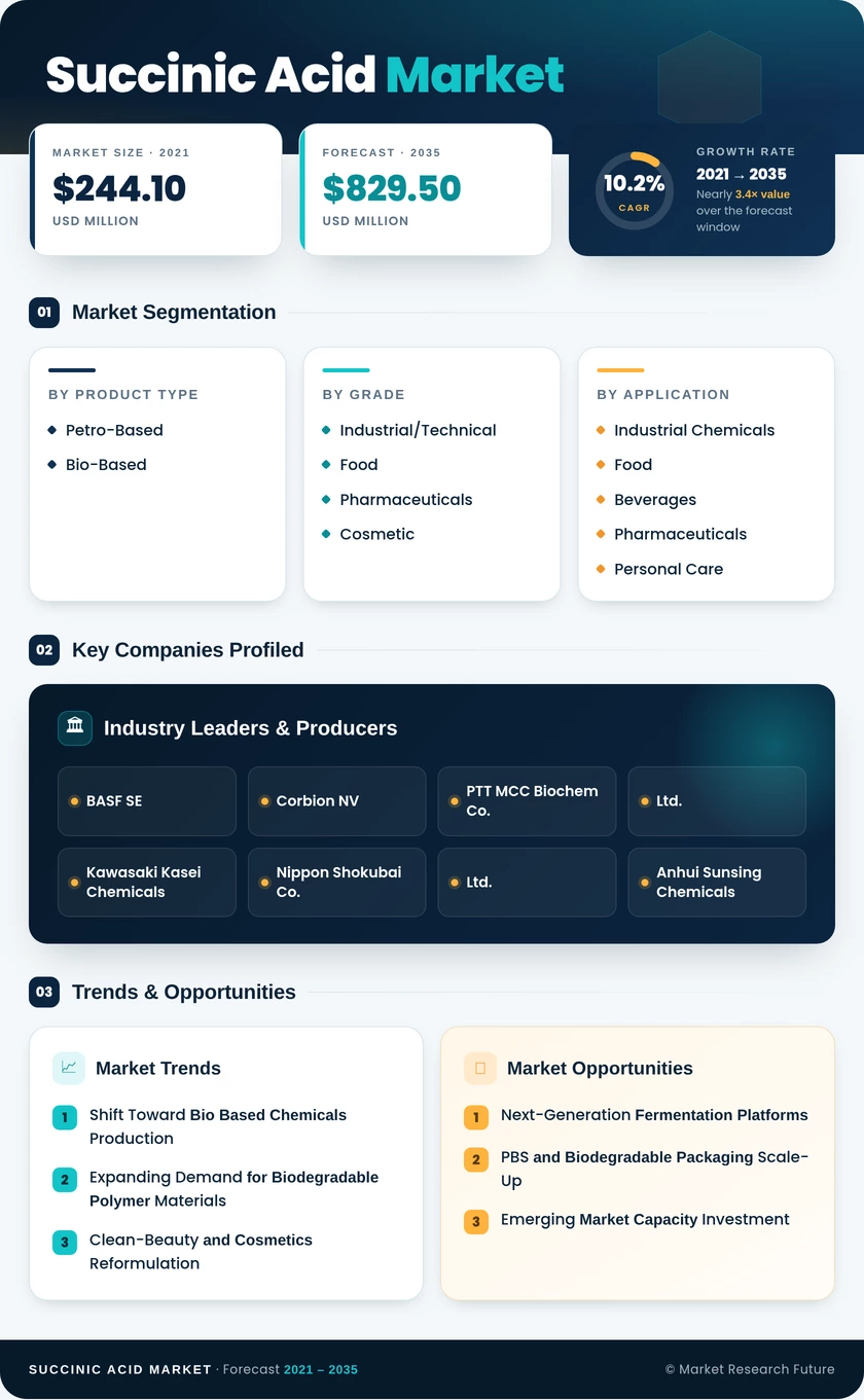 Succinic Acid Market Research Report - Forecast by 2035 Infographic
