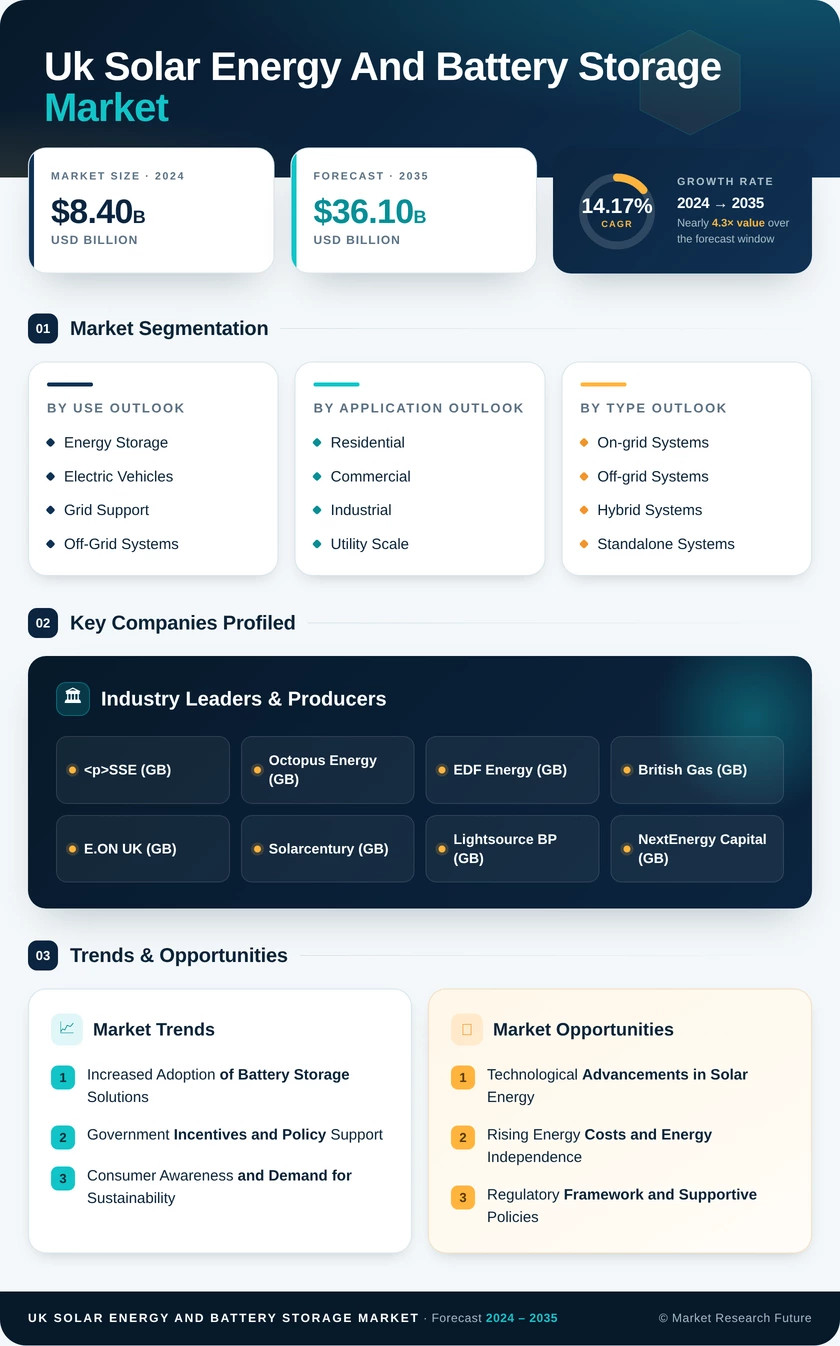 UK Solar Energy and Battery Storage Market Infographic