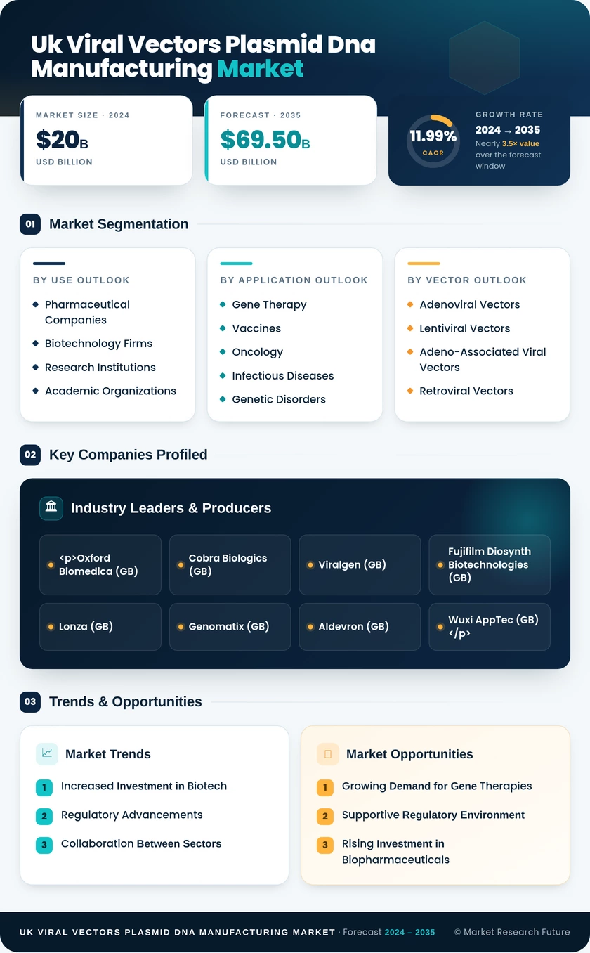 UK Viral Vectors and Plasmid DNA Manufacturing Market Research Report-Forecast to 2035 Infographic