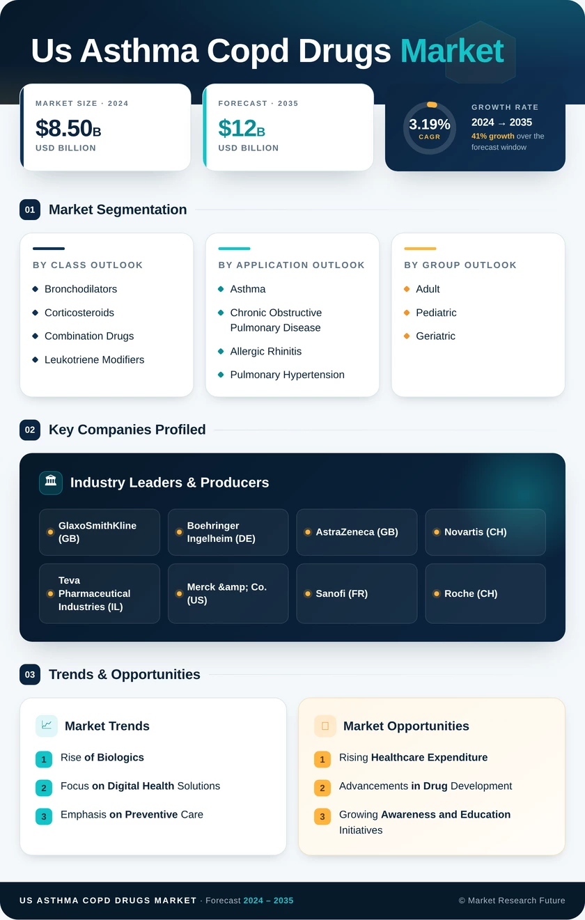 US Asthma COPD Drugs Market Research Report - Forecast to 2035 Infographic
