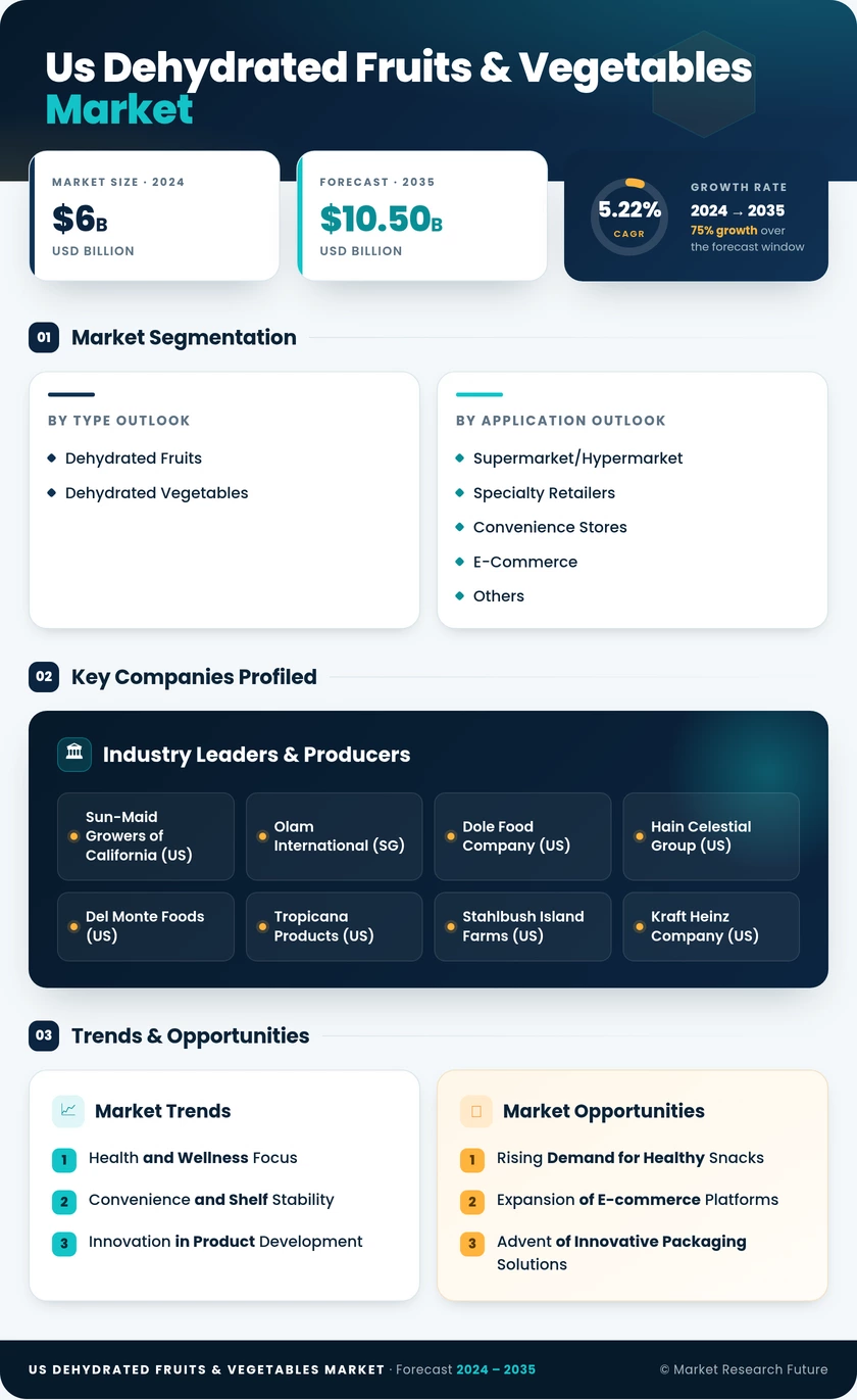 US Dehydrated fruits & vegetables market Research Report — Forecast till 2035 Infographic