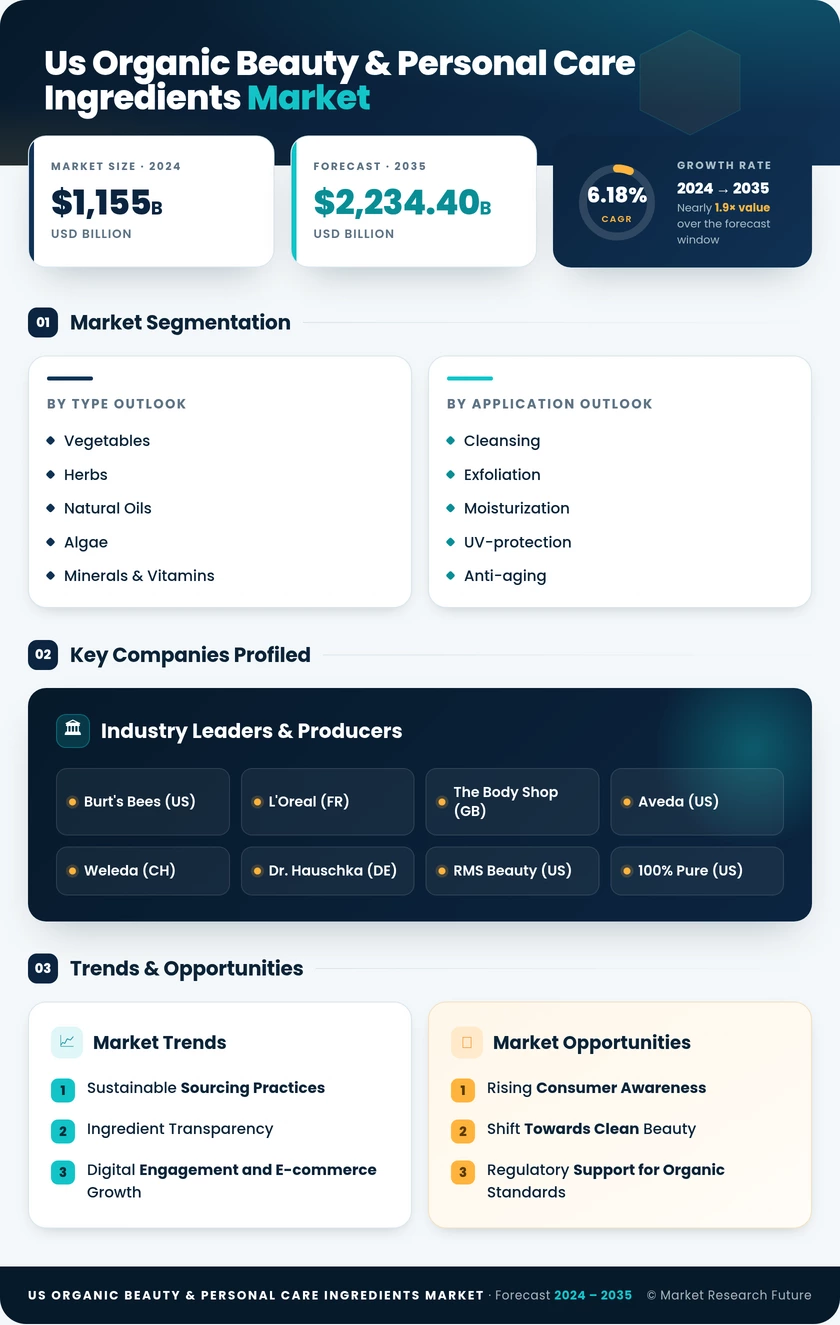 US Organic Beauty & Personal Care Ingredients Market Research Report - Forecast Till 2035 Infographic